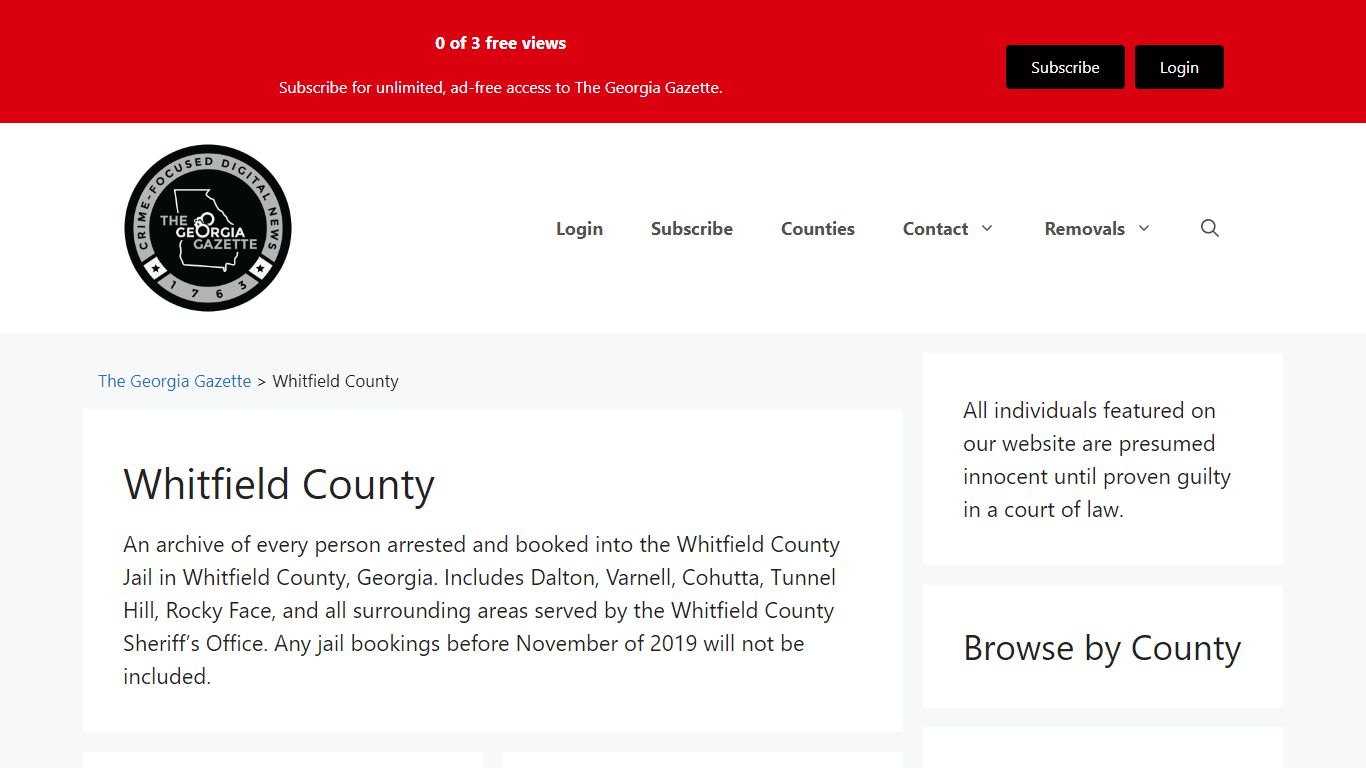 Whitfield County Jail Bookings - The Georgia Gazette